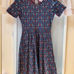 LuLaRoe Floral Patterned Dress - Red and Blue